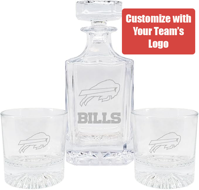 Decanter Set Etched with NFL Team Logo