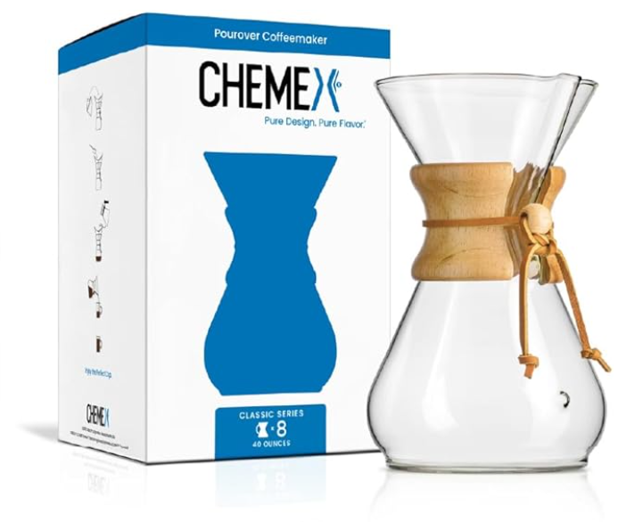 Chemex Pour-Over Glass Coffeemaker - Classic Series - 8-Cup
