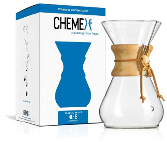Chemex Pour-Over Glass Coffeemaker - Classic Series - 8-Cup