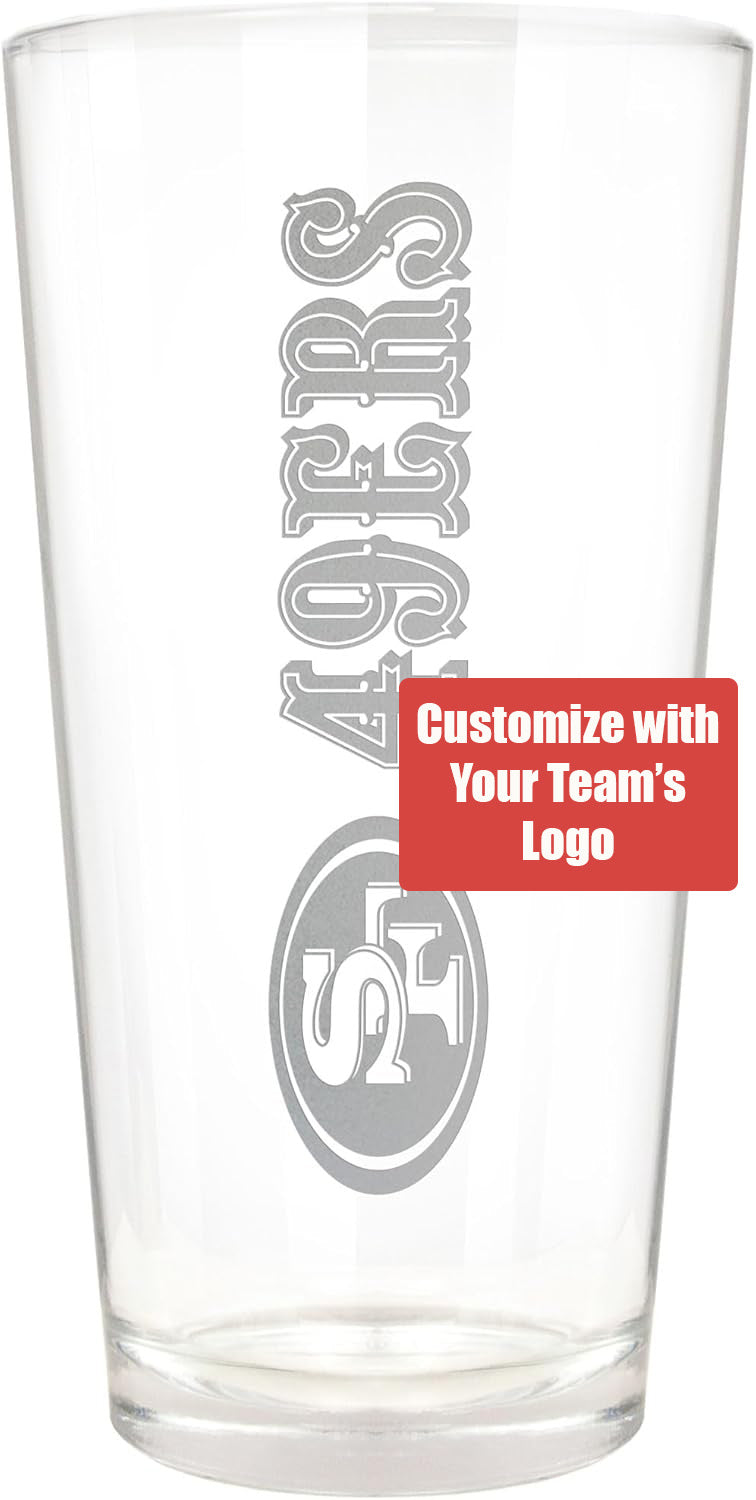 Beer Glass, 16 Oz., Etched with Your NFL Team's Logo