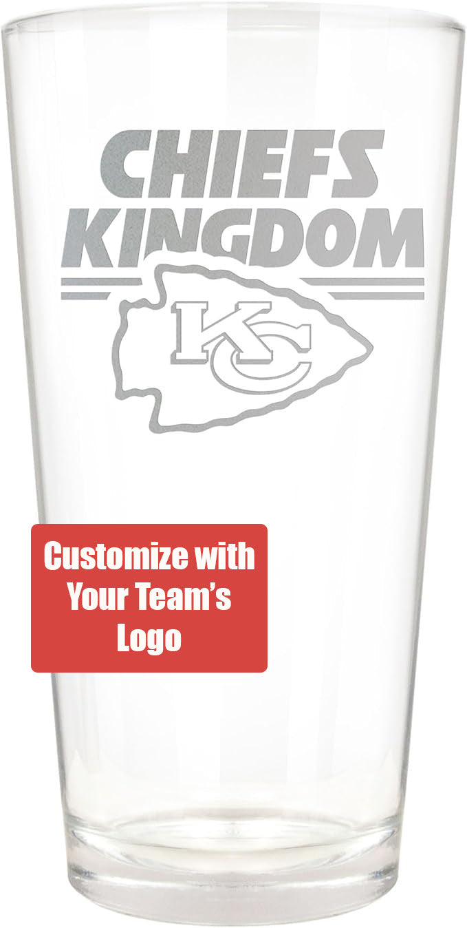 Beer Glass, 16 Oz., Etched with Your NFL Team's Rally Cry