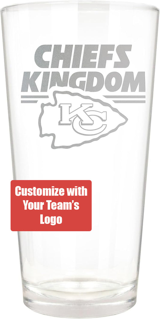 Beer Glass, 16 Oz., Etched with Your NFL Team's Rally Cry